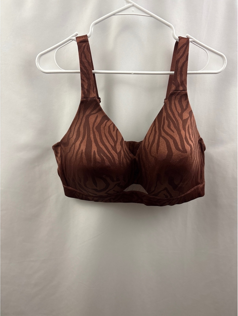 Cacique Brown Zebra Print Lightly Lined No Wire Wireless 42D Bra